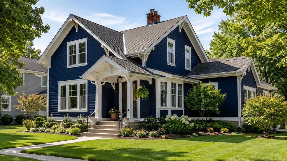 Professional painter working on the exterior of a Wisconsin home